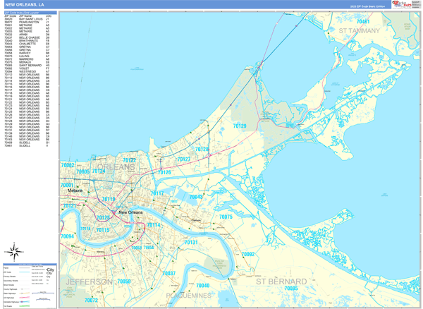 New Orleans Wall Map